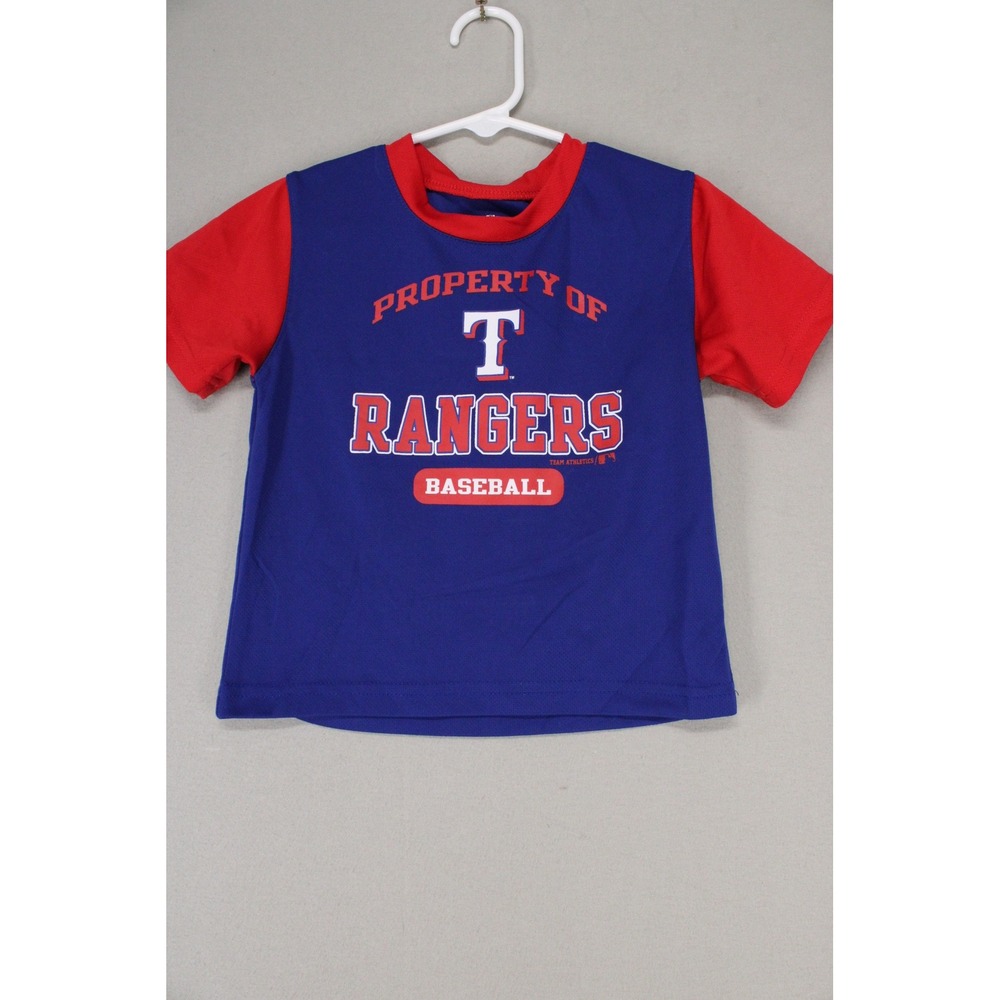 Team Athletics Texas Rangers Shirt Kids 2T Blue Red Baseball Sportswear Gorpcore